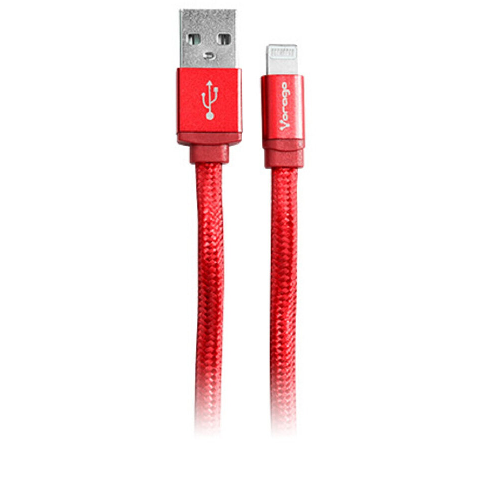 Vorago CAB-119 Cable USB a Lightning para Datos y Carga, 1 Metro, Cubierta de Nylon, Rojo
