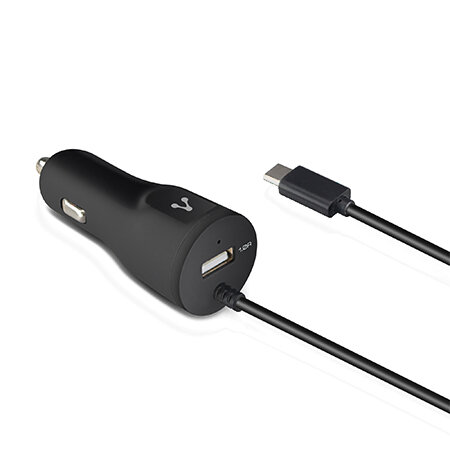 Cargador De Auto Vorago Au-303 Usb-c Y A 20w Carga Rapida Color Negro