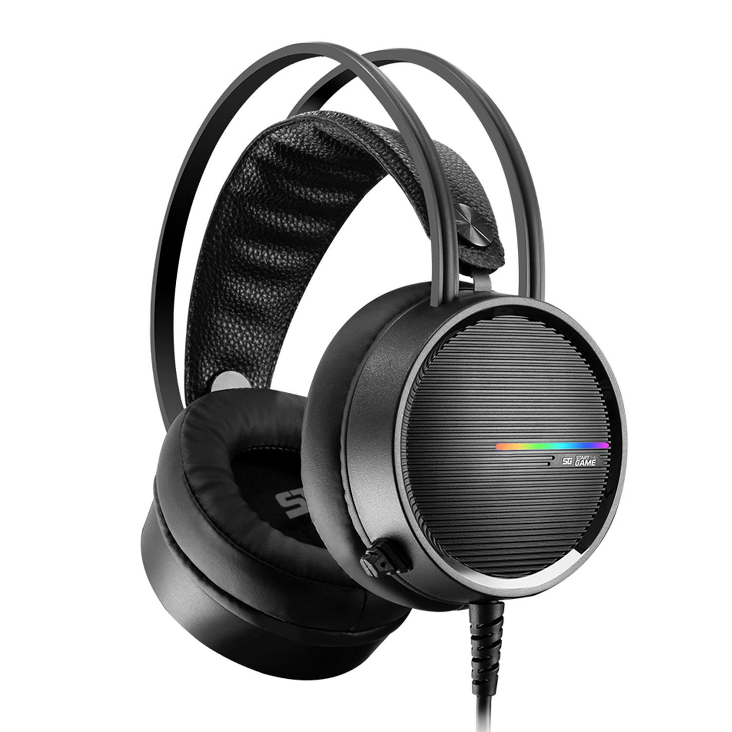 Vorago Start The Game HS-502 Diademas Gamer con Microfono RGB Alambricas para Juegos Control De Volumen Super Bass Laptop Pc Gamer Setup Xbox Playstation Nintendo Switch Almohadillas XL Over Ear