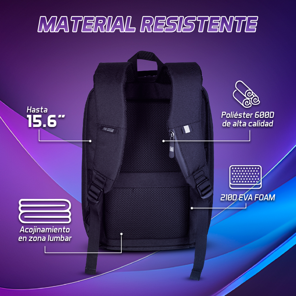 Vorago BP-500 Mochila Gamer RGB Bluetooth Repelente Al Agua Laptop Hasta 15.6 USB