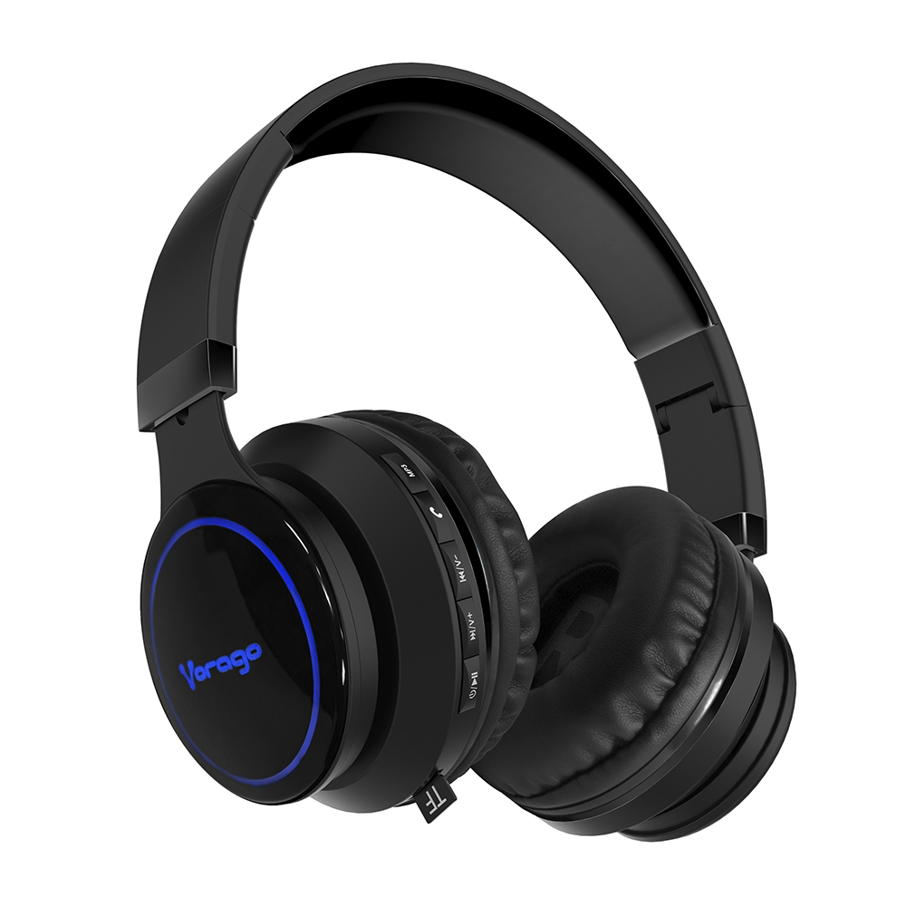 Vorago HPB-201-LED Diadema Bluetooth, Luz Led, Micro SD, Jack 3.5 mm, Manos Libres, Plegables, Super Bass