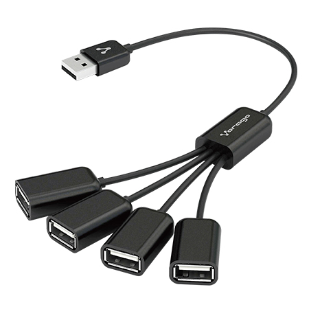 Vorago HU-101 Hub Concentrador USB, 4 Puertos, Flexible, Cable Integrado de 1 Metro