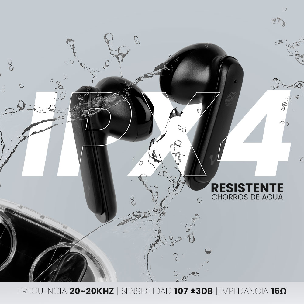 Vorago ESB-401 Audifonos Bluetooth TWS Manos Libres IPX4 con Display 6 Hrs De Uso mas 3 Cargas