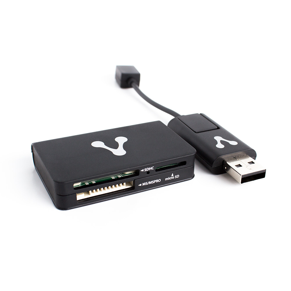 Vorago CR-300 Lector de Memorias con OTG, Compatible con Micro SD, SD, SD HC, MMC, SD XC, CF, MS DUO, MS PRO, MS PRO DUO