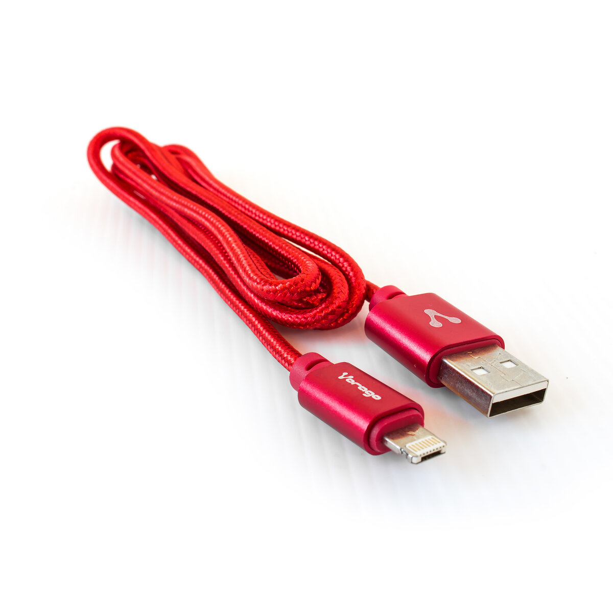 Vorago CAB-209 Cable 2 en 1, Híbrido, USB a Micro USB y Lightning para Datos y Carga, 1 Metro, Cubierta de Nylon, Rojo