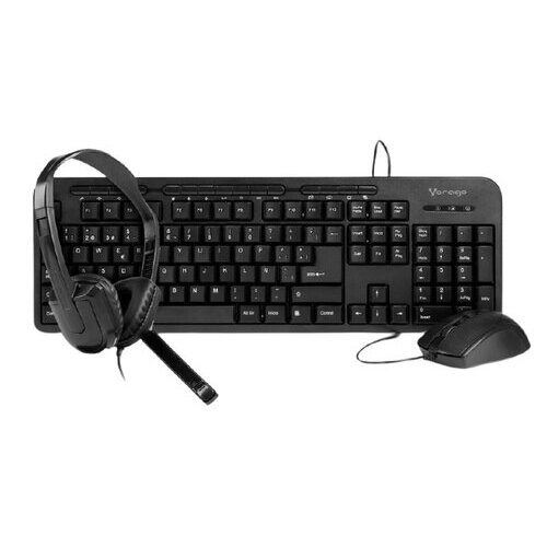 COMBO VORAGO TECLADO, MOUSE KM-107 + DIADEMA C/MICRÓFONO HS-400 ALAMBRICOS