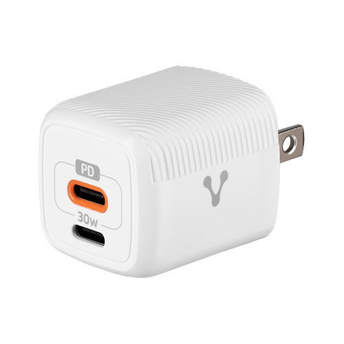 CARGADOR PARED AU-355 FAST CHARGE 2 X USB-C 30W BLANCO