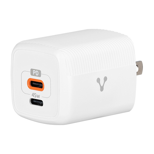 CARGADOR PARED AU-402 FAST CHARGE 2 X USB-C 45W BLANCO