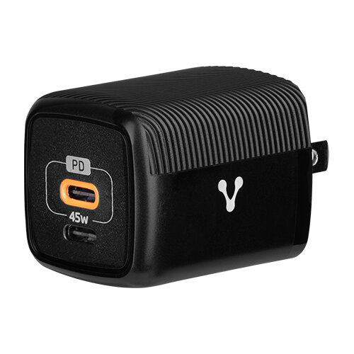 CARGADOR PARED AU-402 FAST CHARGE 2 X USB-C 45W NEGRO