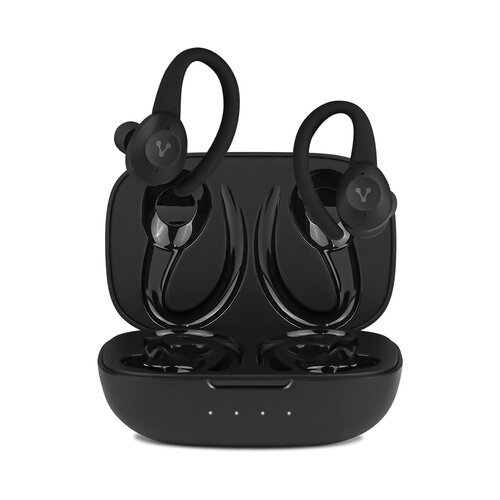 Vorago ESB-500-PLUS Audífonos Bluetooth TWS IPX5 Ear Hooks Removibles con Estuche de Carga Manos Libres hasta 21 hrs de Música