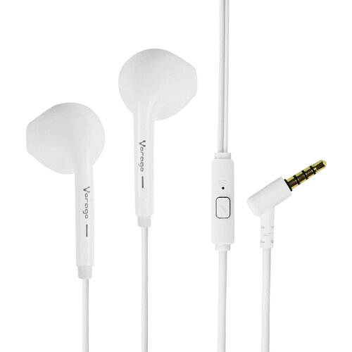 Vorago EP-201-V2 Audífonos Alámbricos 3.5 Super Bass con Manos Libres y Cancelación De Ruido Potencia y Comodidad Celular Juegos Color Blanco.