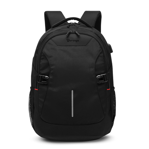 VORAGO BP-402 Backpack 15.6 XL Expandible hasta 30 cm Resistente Con Puerto USB Color Negro Gran Tamaño Ligera Con Espacios Esenciales