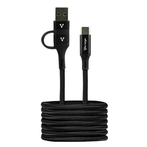 Vorago CAB-126 Cable Tipo C a Tipo C con Adaptador a USB A