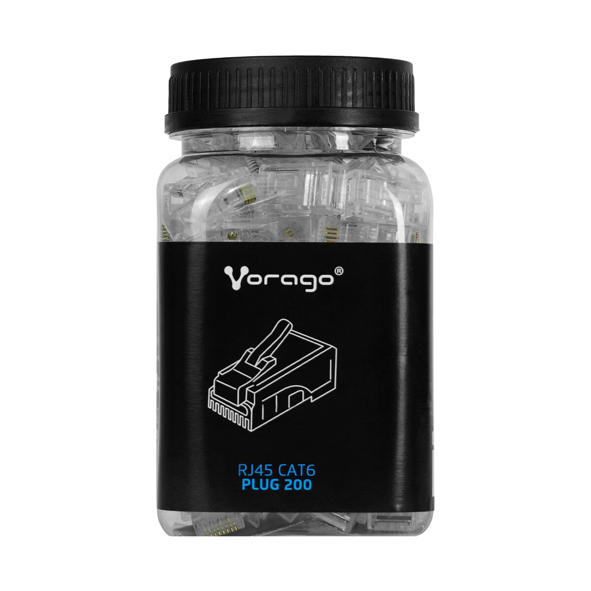 Vorago PLUG-200 Conectores RJ45 para Ethernet con 100 piezas, Plug UTP, CAT6