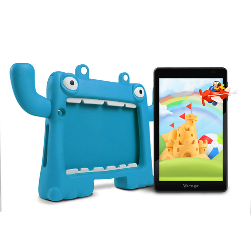 Vorago Tablet Pad-8-Kids 8 Android 13 Quadcore 4 GB Ram 64 GB Pantalla 1280 x 800 2Mp 5Mp IPS Almacenamiento Youtube Google Play Juegos Peliculas Tareas Escolares Tableta para Niños Funda Azul