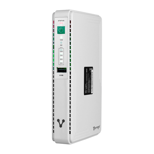 Vorago NBM-300 Mini No Break Para Modem 8,800 mAh 9v y 12v Bateria De Respaldo Router Inalambrico Mini UPS Apagones y Cortes De Luz Hogar Oficina Camara CCTV WiFi Fuente de alimentación ininterrumpida
