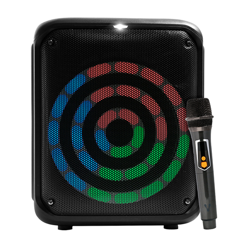 Vorago KSP-350 Bocina Bluetooth Bafle Karaoke 8 5 Hrs De Musica Microfono Recargable Inalambrico TWS USB C RGB Flash Disco Micro SD/3.5mm/USB-a