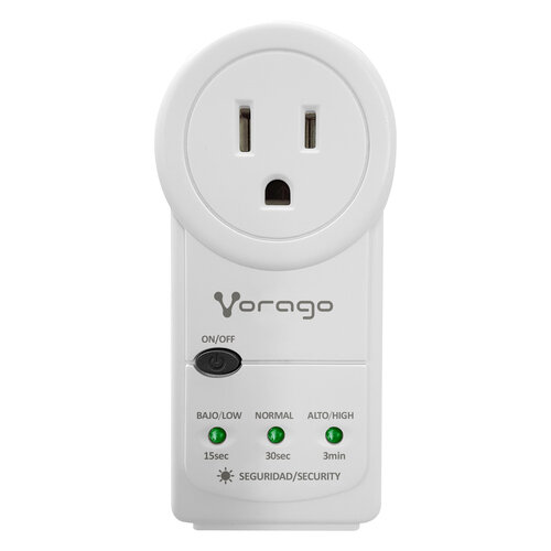 Protector De Voltaje Vorago AVR-300-WH Para Refrigerador Lavadora y Electrodomésticos Con Temporizador Ajustable y Rotación 350 Color Blanco
