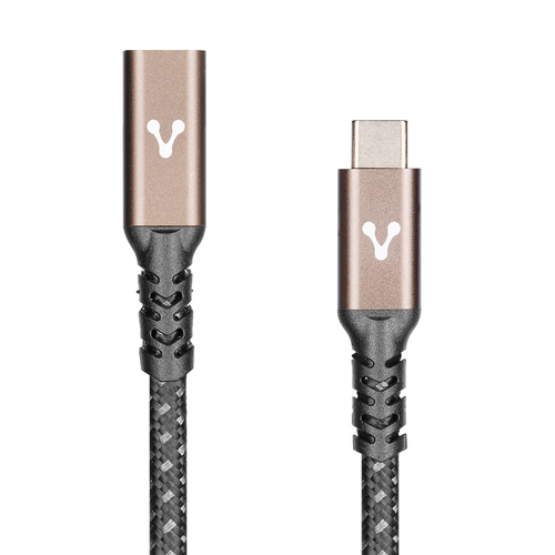 Vorago Cable USB-C Macho - USB-C Hembra, 1 Metro, Negro/Bronce