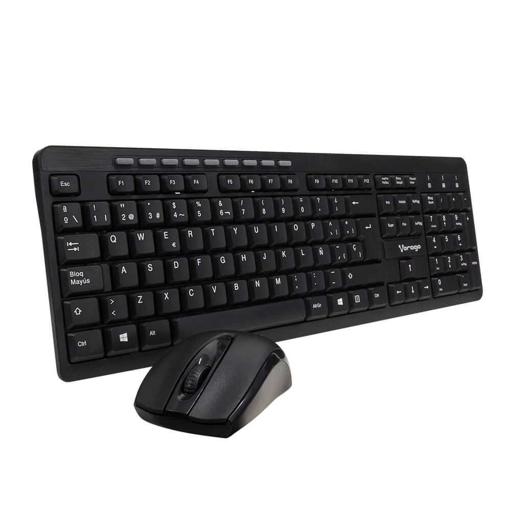 Vorago KM-304 Kit Teclado y Mouse Inalámbricos, Teclas Multimedia, Alcance 10 Metros, Receptor USB, Resistente