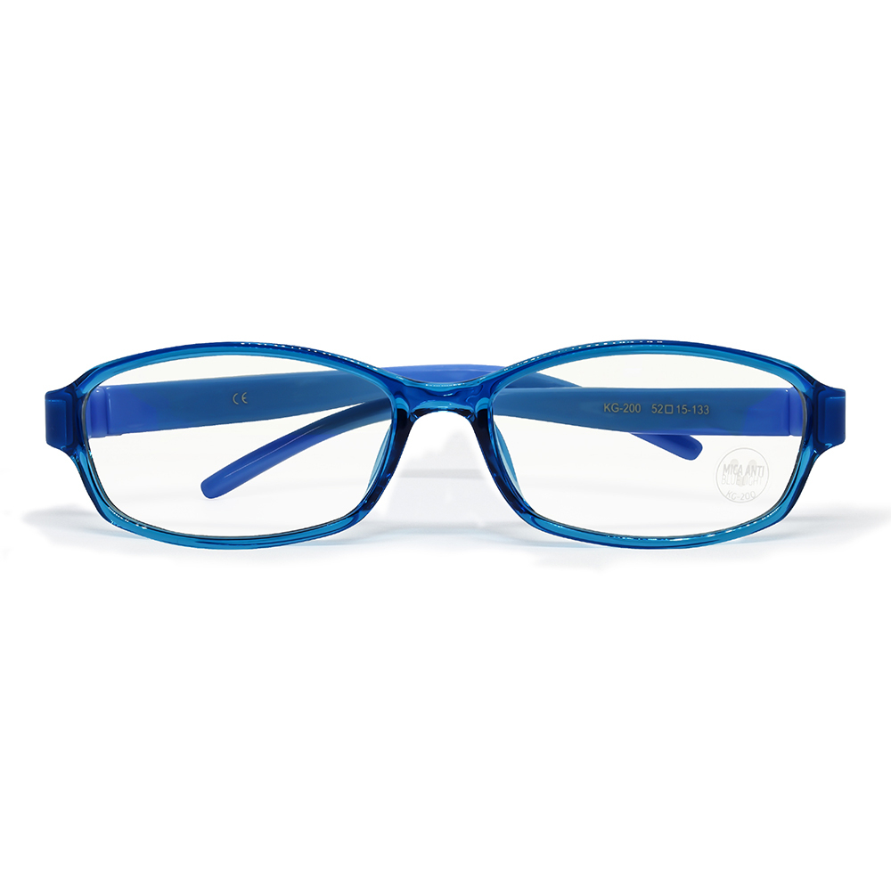 Vorago KG-200-BL Lentes para Niños, Protección Luz Azul, Protección UV, Ultraligeros, Termoplástico Resistente, Color Azul, Incluye Estuche y Paño Limpiador.