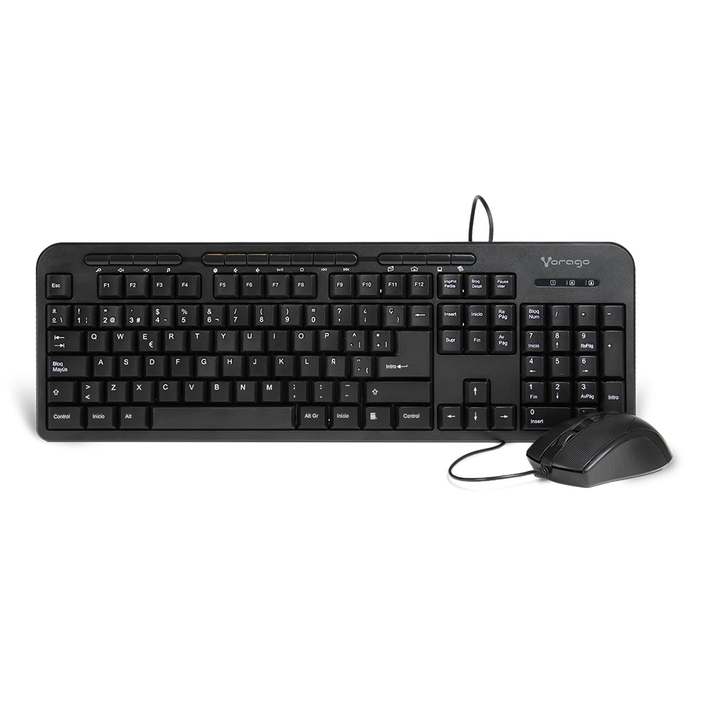 KIT VORAGO KM-107 TECLADO Y MOUSE ALAMBRICO MULTIMEDIA USB