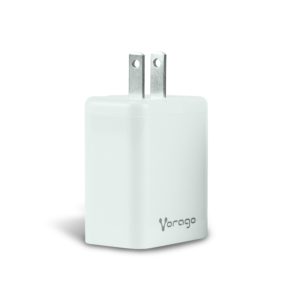 Vorago AU-350 Adaptador de Corriente Tipo A y C, Quick Charge, Doble Puerto, Tecnología Power Delivery de Carga Rápida (Blanco)