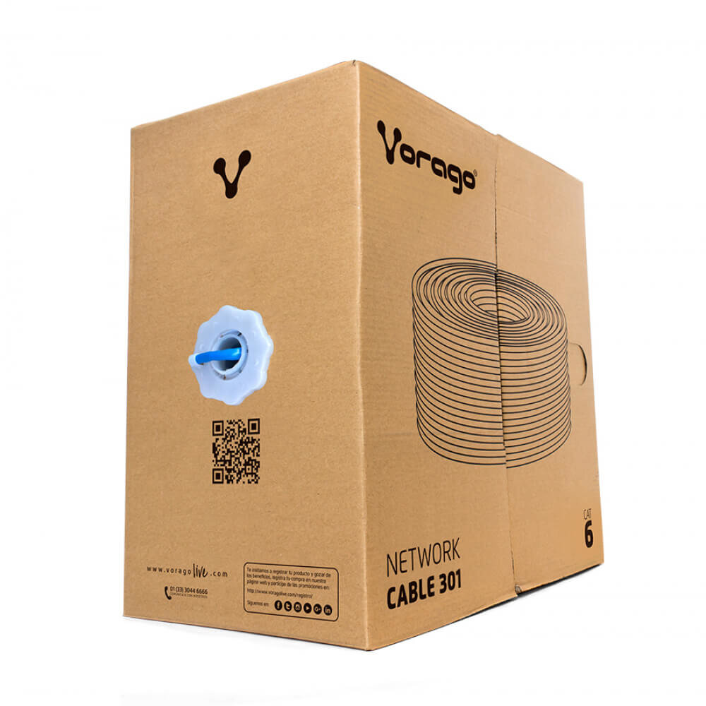 Vorago CAB-301 Bobina Cable de Red UPT RJ45 CAT6, 305 Metros