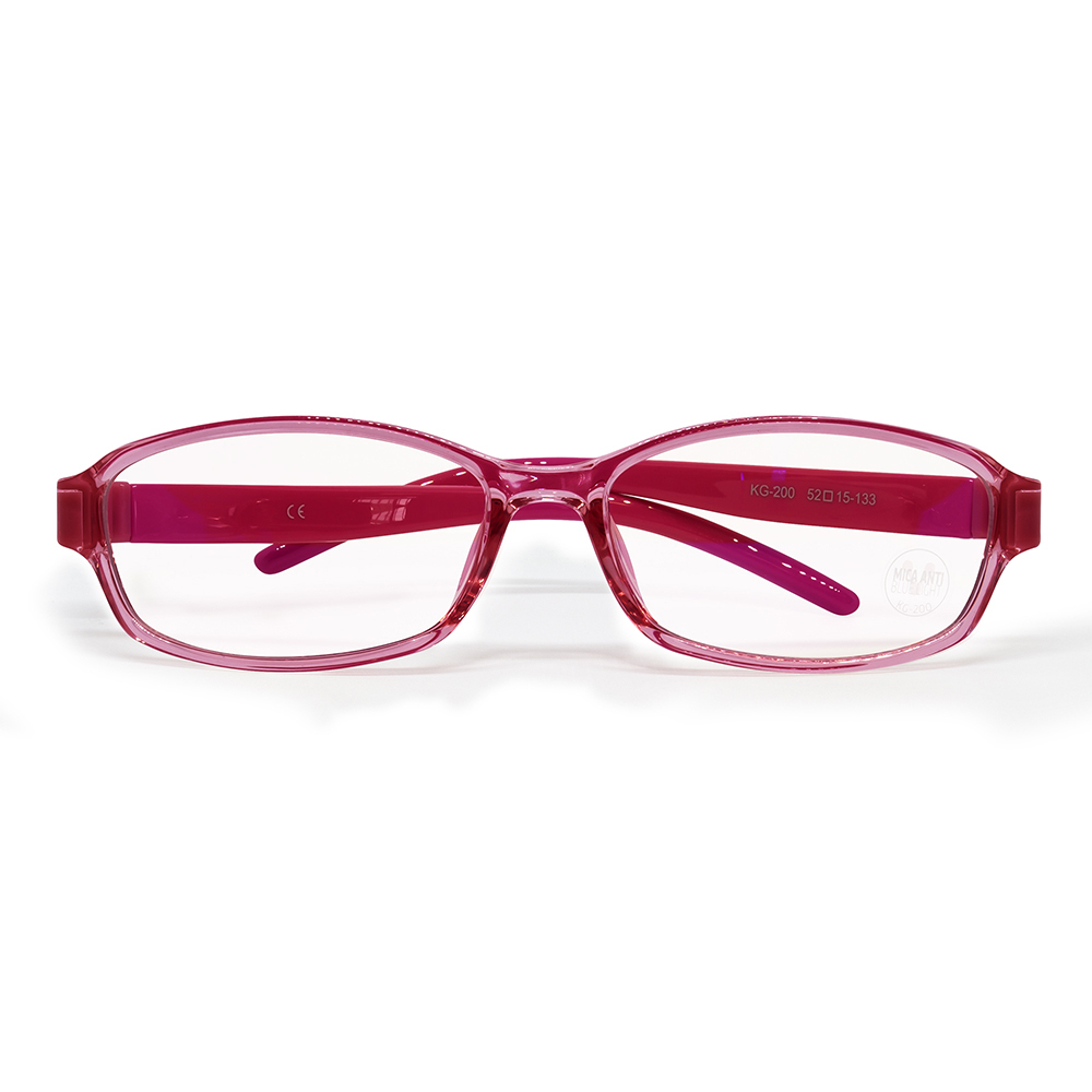 Vorago KG-200-PK Lentes para Niños, Protección Luz Azul, Protección UV, Ultraligeros, Termoplástico Resistente, Color Rosa, Incluye Estuche y Paño Limpiador.
