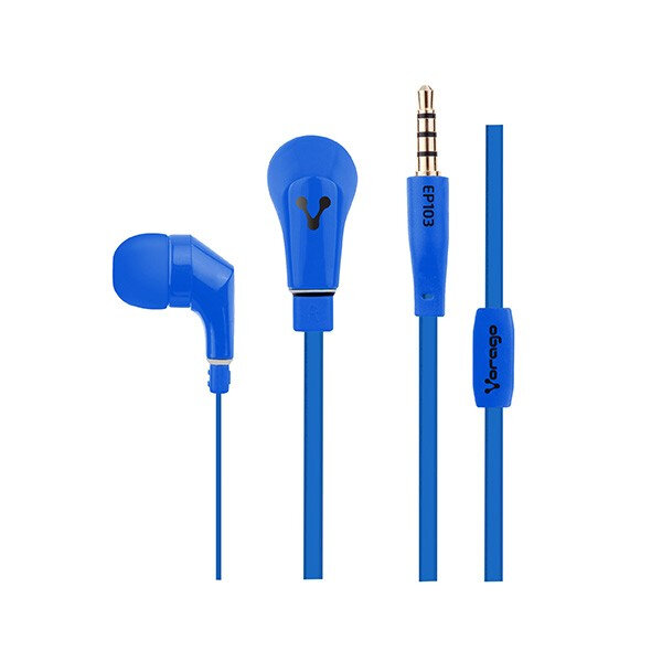 Vorago EP-103 Audifonos Alámbricos, Mini Jack 3.5 mm, Almohadillas Intercambiables y Manos libres, Azul