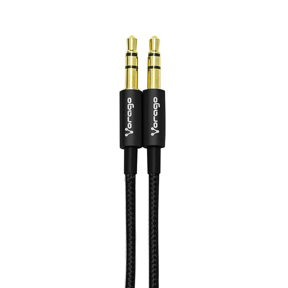CABLE AUXILIAR VORAGO CAB-115 NEGRO METALICO 3.5MM A 3.5 MM BOLSA
