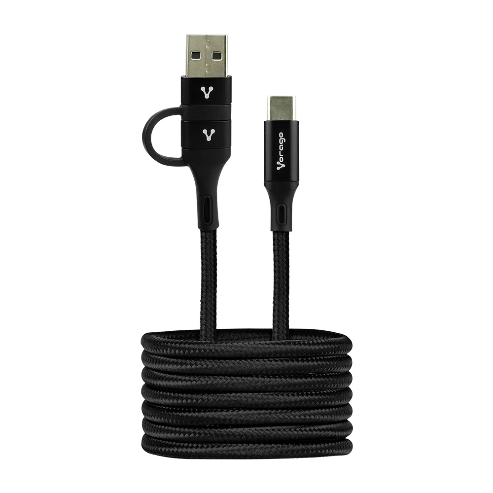 Vorago CAB-126 Cable Tipo C a Tipo C con Adaptador a USB A