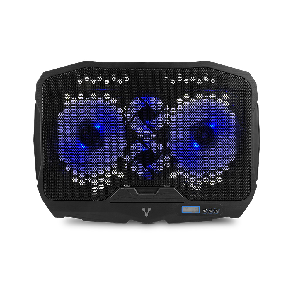 Vorago CP-301 Base Enfriadora, 4 Ventiladores, Iluminación Led, Control en Pantalla, 6 Velocidades, 5 Posiciones, hasta 17  , USB