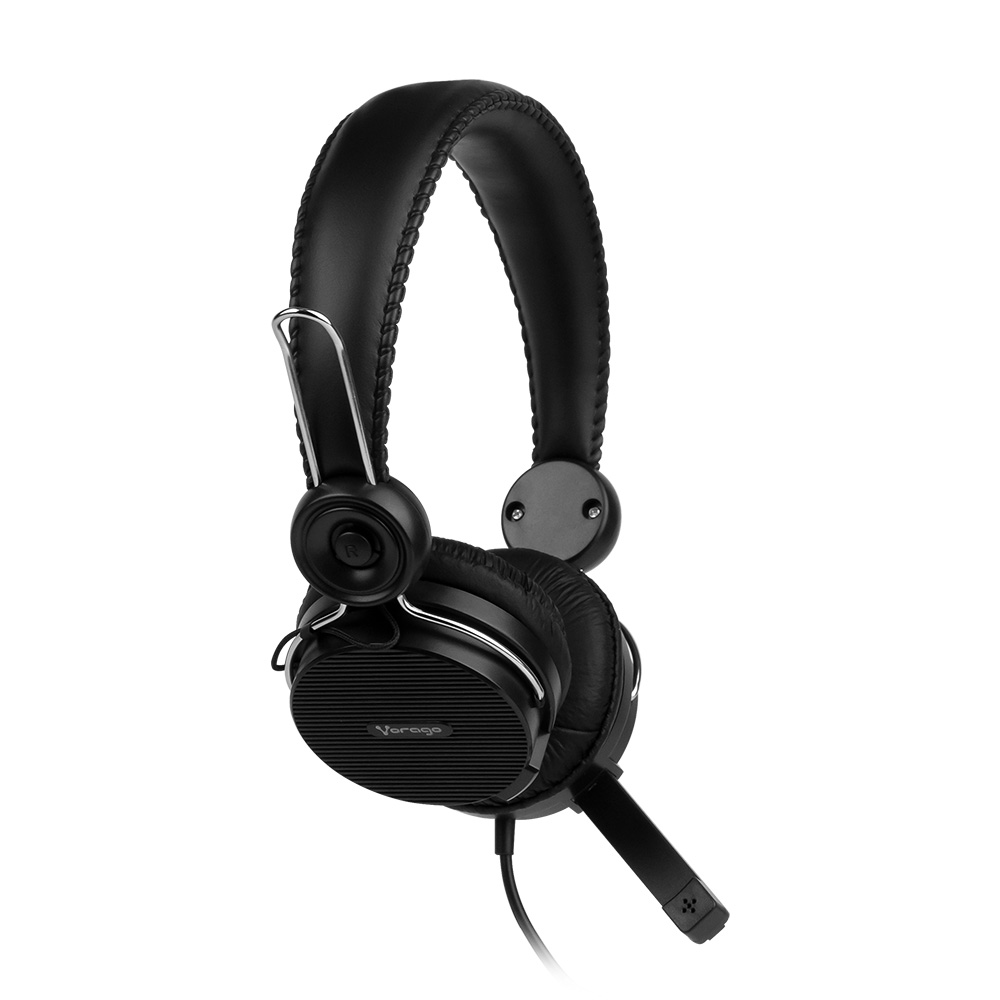 Vorago HS-201 Diadema Alámbrica con Control de Volumen Micrófono Retráctil Ajustable Doble Jack 3.5 mm Tecnología de Reducción de Ruido Alta Fidelidad