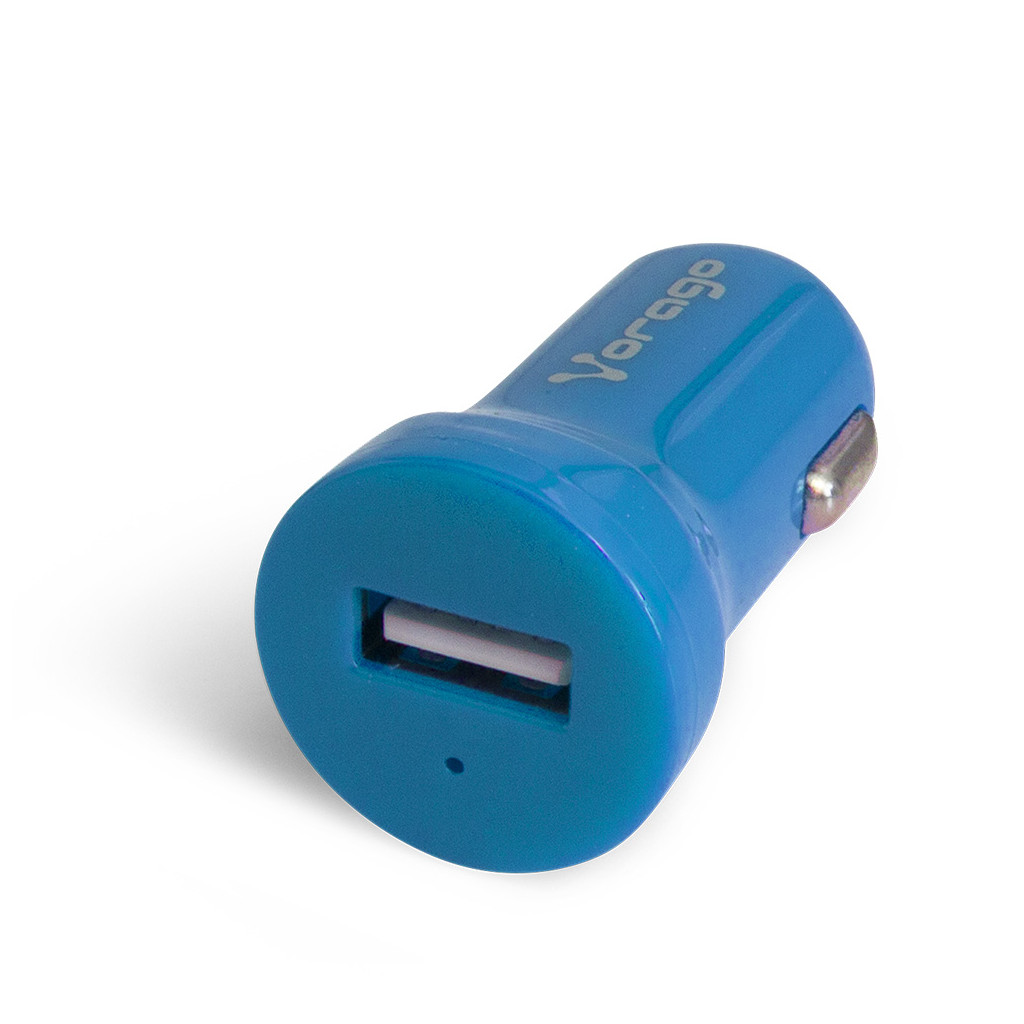 CARGADOR PARA AUTO VORAGO AU-101 AZUL CON 1 PUERTO USB BLISTER