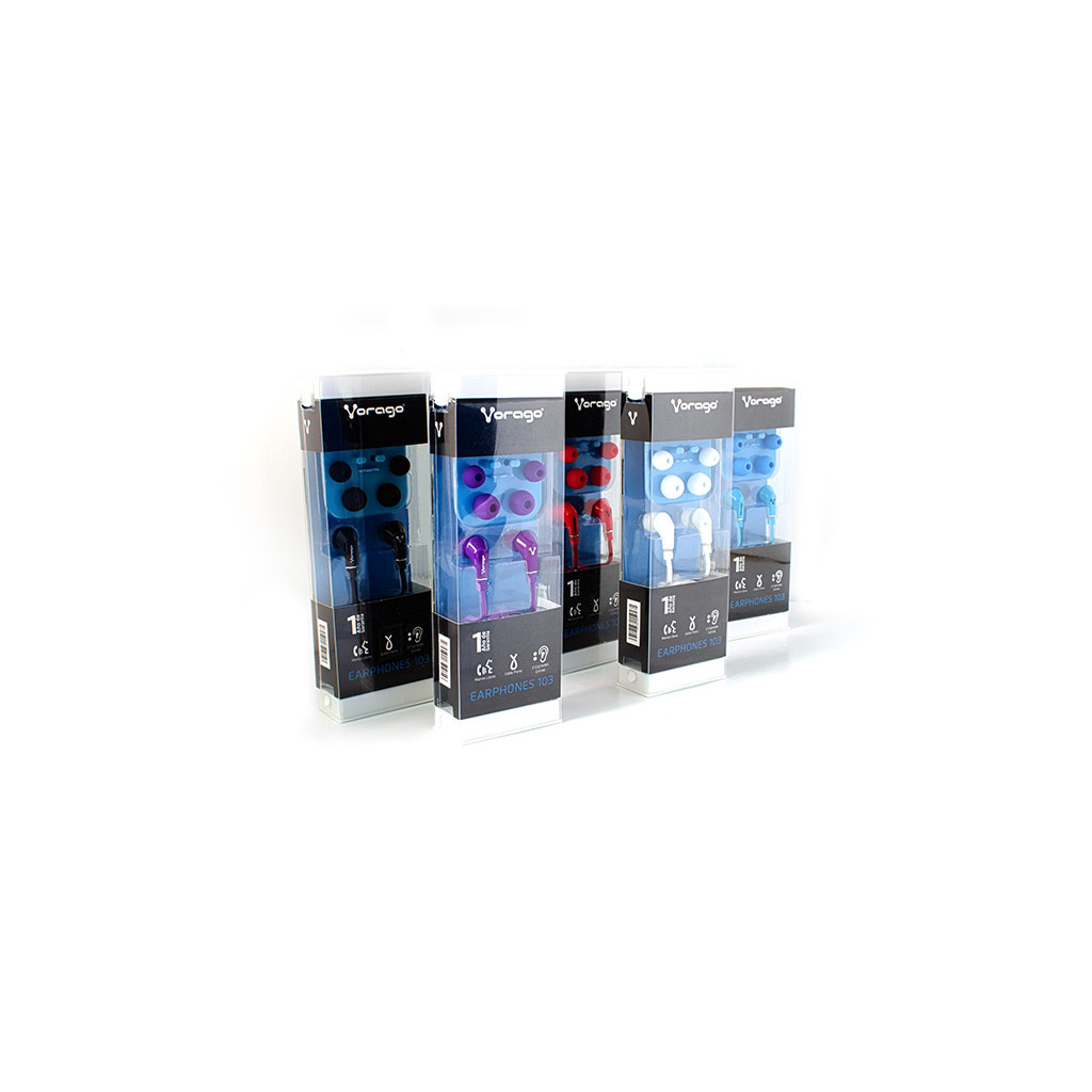 Vorago EP-103 Audifonos Alámbricos, Mini Jack 3.5 mm, Almohadillas Intercambiables y Manos libres, Azul