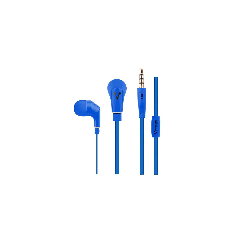Vorago EP-103 Audifonos Alámbricos, Mini Jack 3.5 mm, Almohadillas Intercambiables y Manos libres, Azul