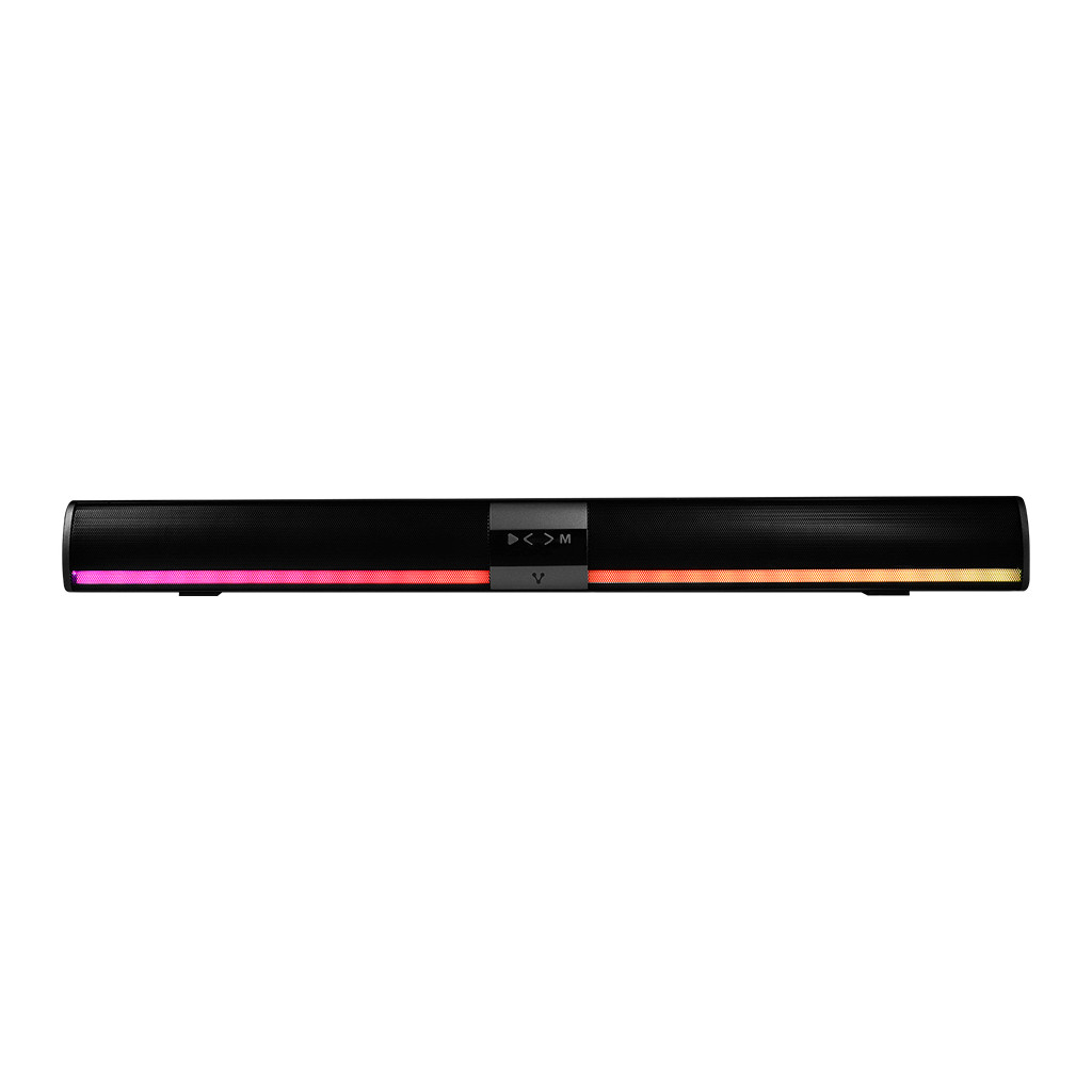 Vorago Bsp-450 Barra De Sonido Bocina Inalambrica RGB Bluetooth Distancia 10 Metros Puerto USB Aux 3.5 mm Setup Gamer para TV Recargable Portatil Color Negro