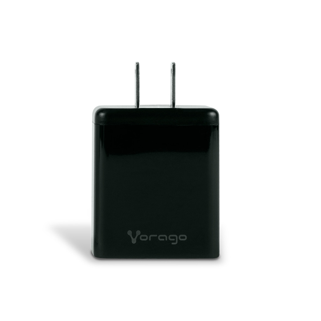 Vorago AU-350 Adaptador de Corriente Tipo A y C, Quick Charge, Doble Puerto, Tecnología Power Delivery de Carga Rápida (Negro)