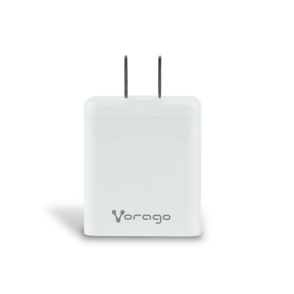 Vorago AU-350 Adaptador de Corriente Tipo A y C, Quick Charge, Doble Puerto, Tecnología Power Delivery de Carga Rápida (Blanco)