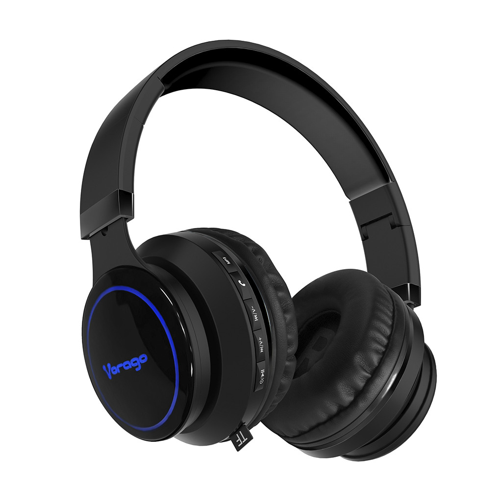 Vorago HPB-201-LED Diadema Bluetooth, Luz Led, Micro SD, Jack 3.5 mm, Manos Libres, Plegables, Super Bass