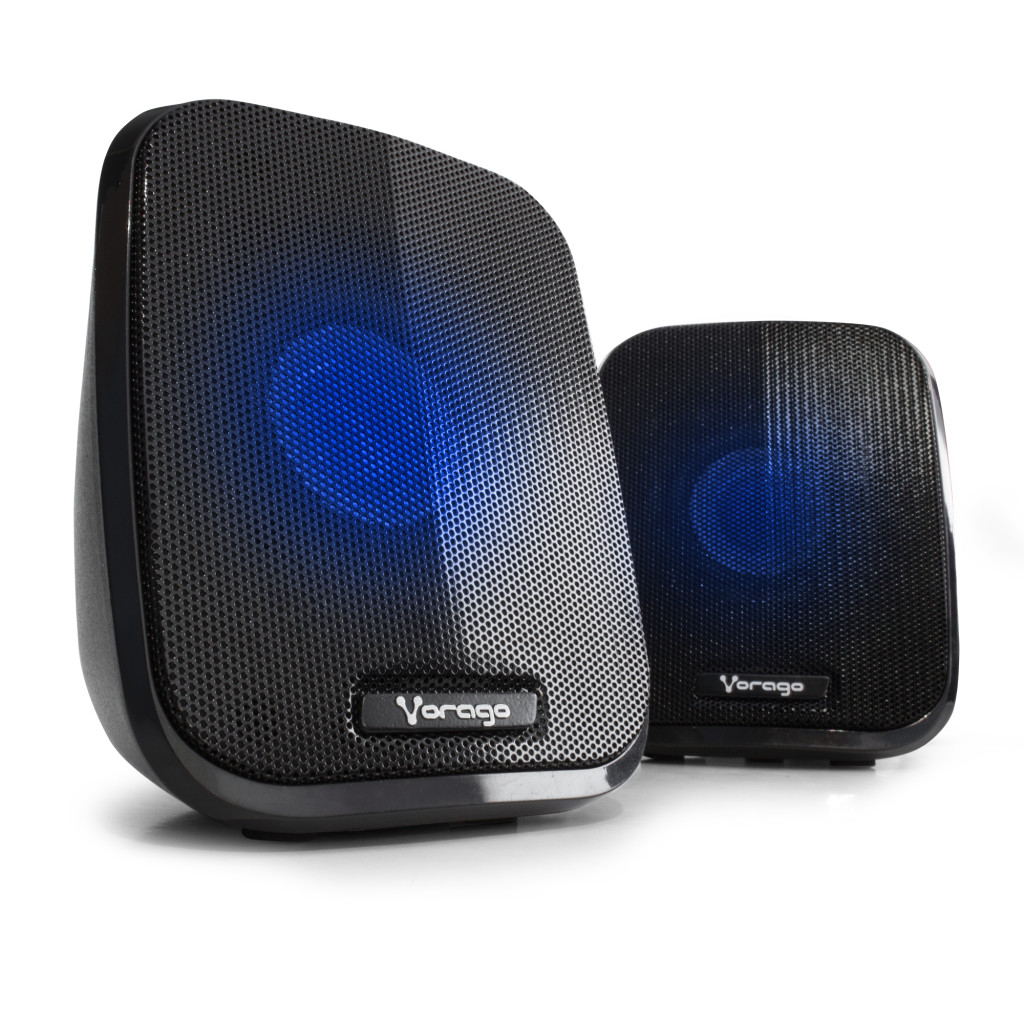 Vorago SPK-107 Bocinas Para Computadora 2.0, 6w 3.5 mm, USB, Luces Azules