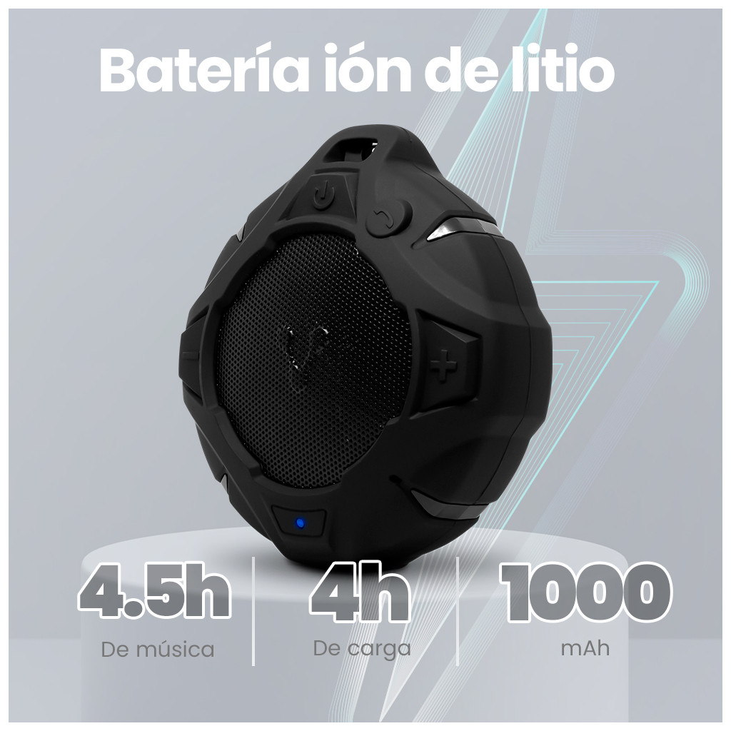 Vorago BSP-400 Bocina para alberca Bluetooth, 3w, IP67 a Prueba de Agua, Flotante, Manos Libres, Negra