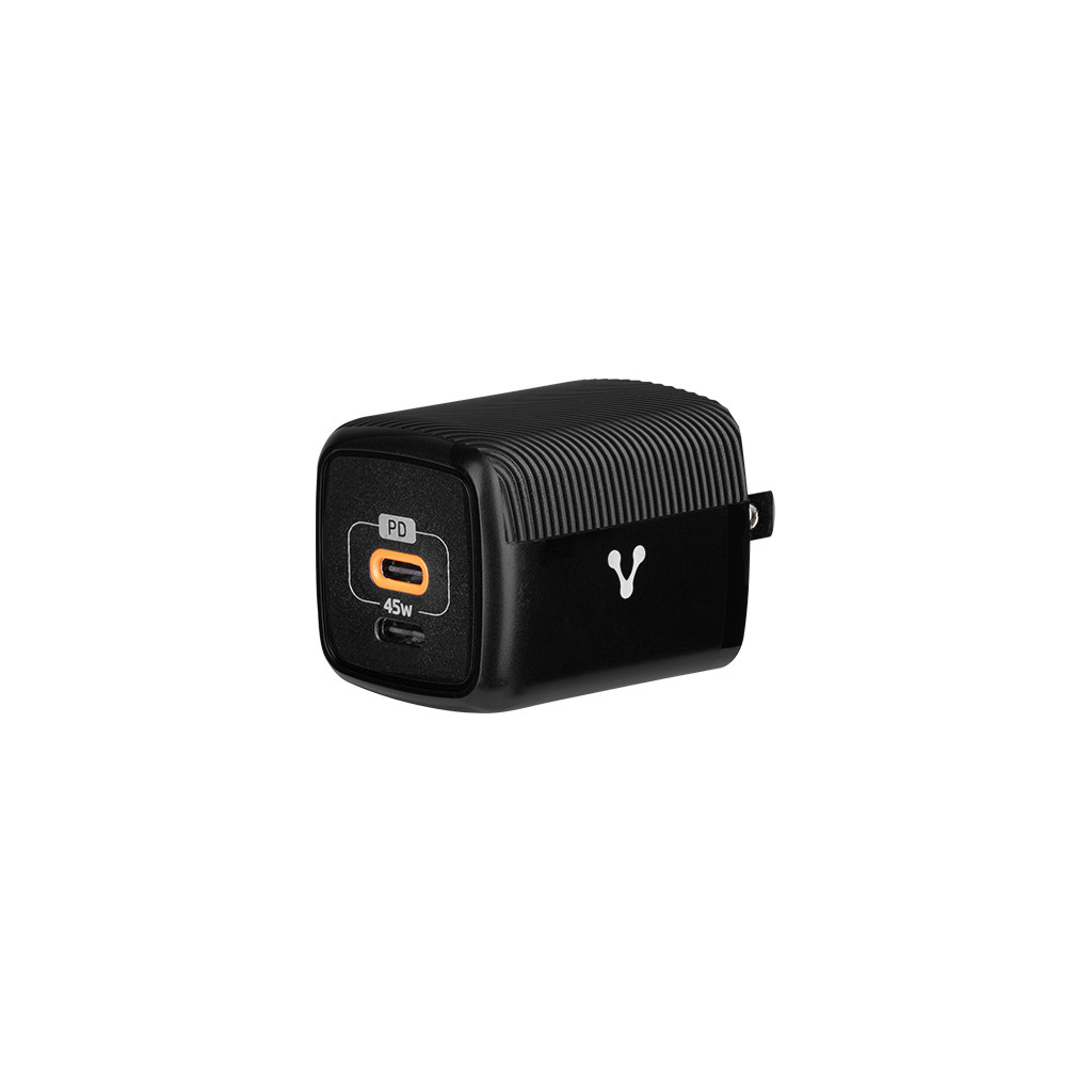 CARGADOR PARED AU-402 FAST CHARGE 2 X USB-C 45W NEGRO