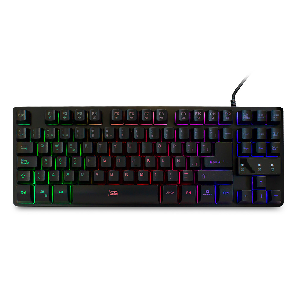 Start The Game Vorago KB-503 Telcado Gamer Tenkeyless, Retroiluminación RGB Rainbow, Anti Ghosting, Terminales Reforzadas, Cable Recubierto Nylon