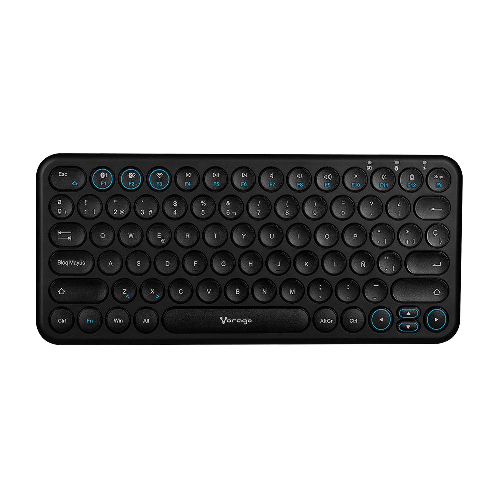 Vorago KBW-400 Teclado Inalambrico Bluetooth Multidispositivos + Wireless Slim Recargable Puerto Carga Tipo C