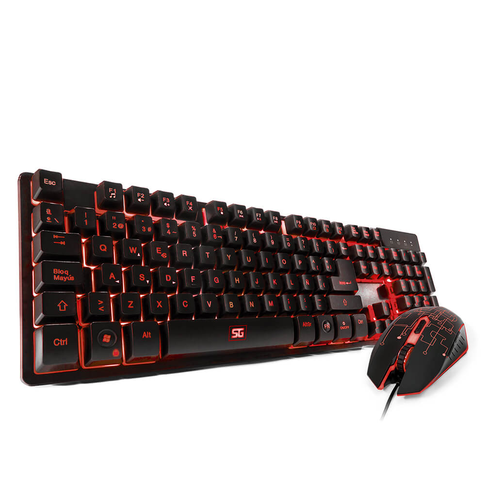 Vorago Start The Game KM-500 Kit Gamer 2 en 1, Teclado con Antighosting, Mouse 3200 dpi, Iluminación LED, 12 Teclas Multimedia, 105 Teclas en español, Alambrico, Resistente Base Metal