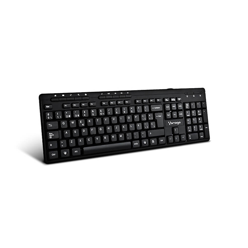 KIT TECLADO MOUSE Y BOCINAS VORAGO KMS-104 USB NEGRO