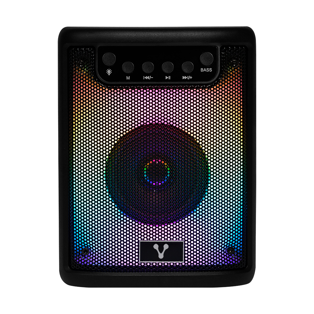 Vorago KSP-180 Bocina Karaoke Bafle 3 Pulgadas RGB hasta 4 hrs De Musica TWS USB Micro SD 3.5 Mm