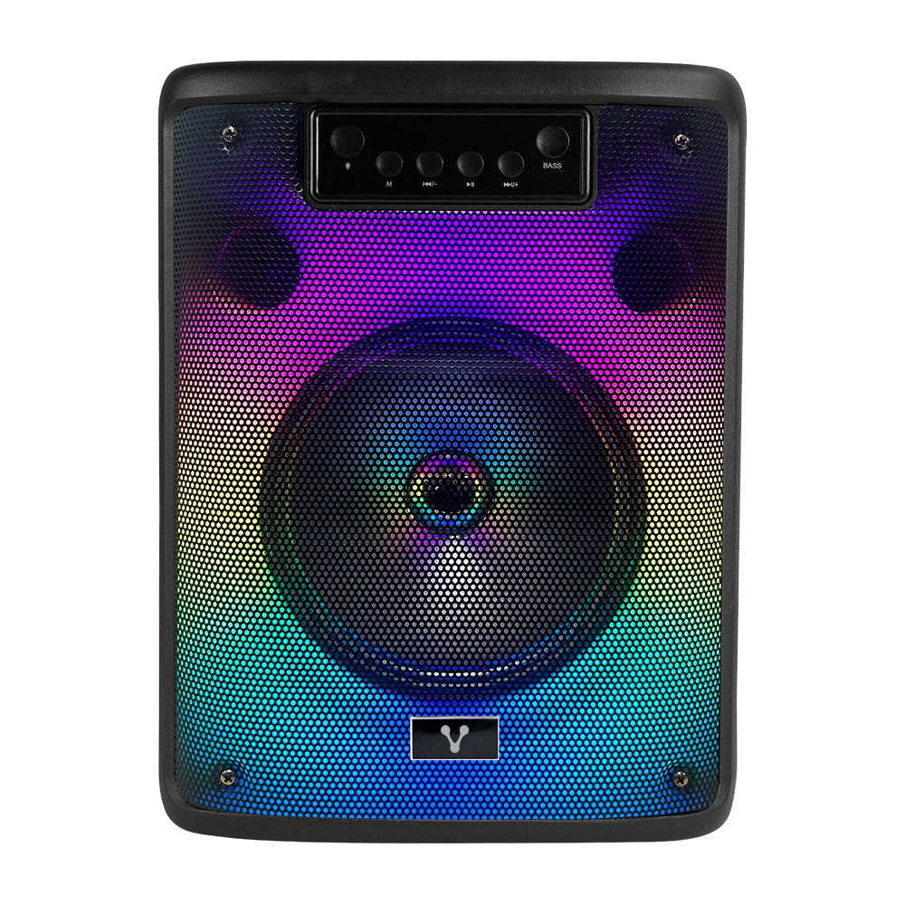 Vorago KSP-303 Bocina Karaoke 8 Pulgadas RGB hasta 4 Hrs De Musica TWS 3.5 Mm Micro SD USB